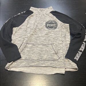 Pink Quarter-Zip Pullover with Black Sleeves